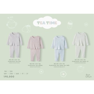 Chaang AW2024 Bộ dài cúc vai Punchun Tea cho bé
