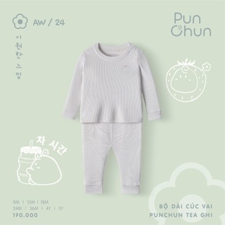 Chaang AW2024 Bộ dài cúc vai Punchun Tea cho bé