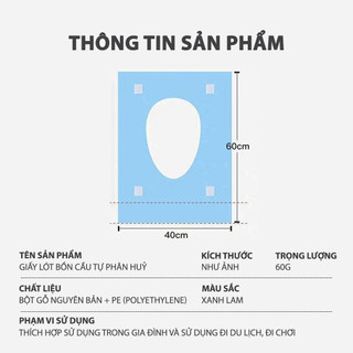 Set 10 Miếng Giấy Lót Bồn Cầu Dùng 1 Lần Tự Phân Hủy Chống Thấm Nước Dính Chắc Chắn Vô Trùng Sạch Sẽ