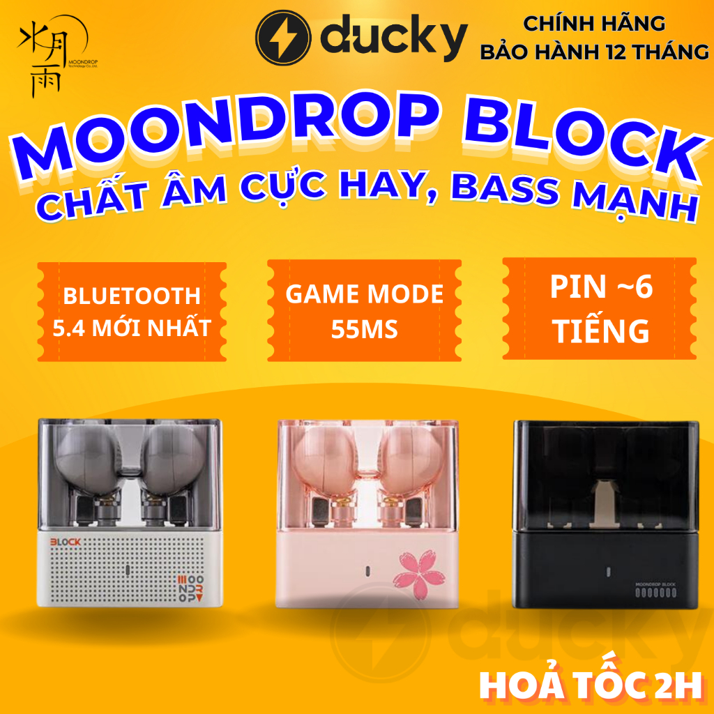 Tai nghe Bluetooth MoonDrop Block Bluetooth 5.4, Game mode Đỗ trễ thấp ...