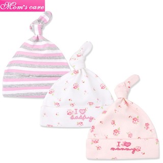 Set 3 mũ sơ sinh Mom Care cotton mềm mịn cho bé từ 0 tới 12 tháng