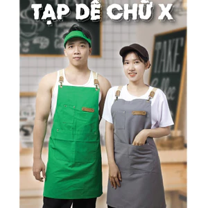 Tạp Dề phối da Cao Cấp 2 lớp, Tạp dề chữ X cho Pha Chế, bartender, nhân viên phục vụ