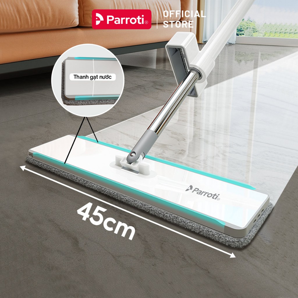 Ảnh Cây Lau Nhà Tự Vắt, Bàn Lau Xoay 360 Độ, Có Tích Hợp Gạt Nước, Cây Lau Trợ Lực Parroti Magic - MG03 2
