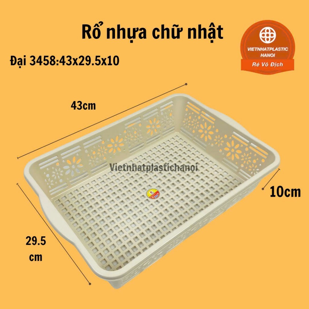 vietnhat2 Rổ nhựa chữ nhật dài nhiều màu đựng bút viết, A4 dụng dài nhiều màu với 4 kích thước, nhựa,vietnhat2