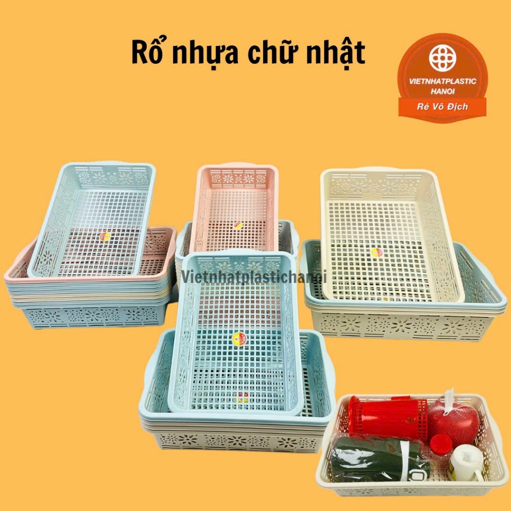 AMIZIN Rổ nhựa chữ nhật dài nhiều màu đựng bút viết, A4 dụng dài nhiều màu với 4 kích thước, nhựa, bền đẹp AMIZIN