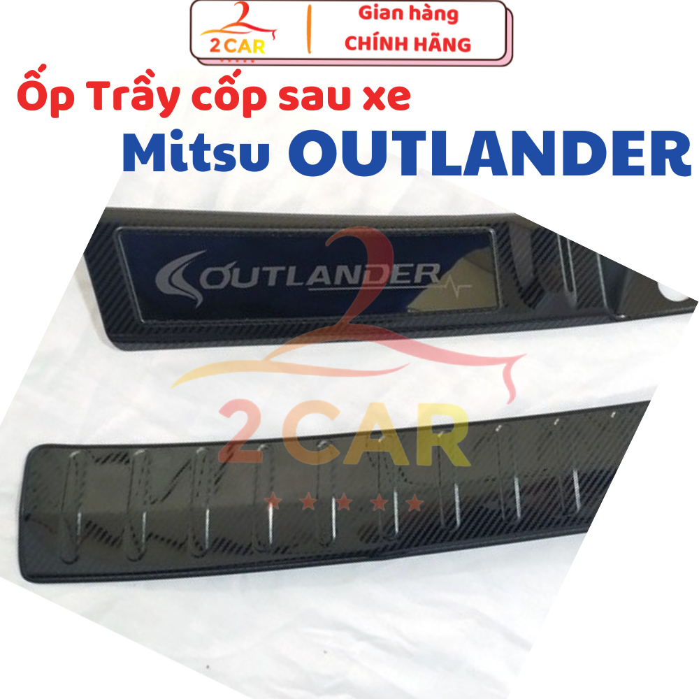Chống Trầy Cốp, Ốp Bậc Cốp Carbon Xe Mitsubishi Outlander 2016 - 2022, 2023,2024 vân Cacbon Cao Cấp