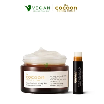 Combo Thạch hoa hồng dưỡng ẩm Cocoon 30ml + Son dưỡng môi dầu dừa Bến Tre Cocoon 5g