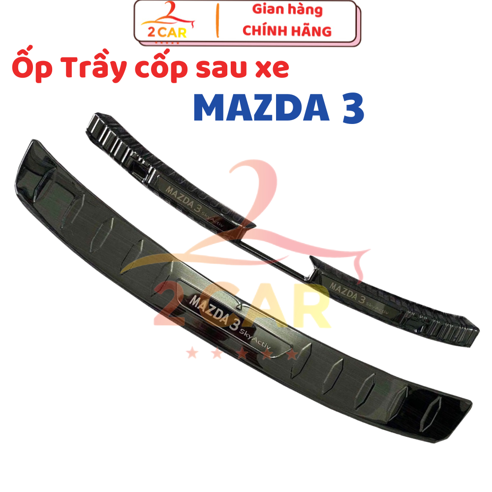 Ốp chống trầy cốp trong + ngoài xe Mazda 3 2020- 2024, 2025 Bản SEDAN, Vân Titan cao cấp