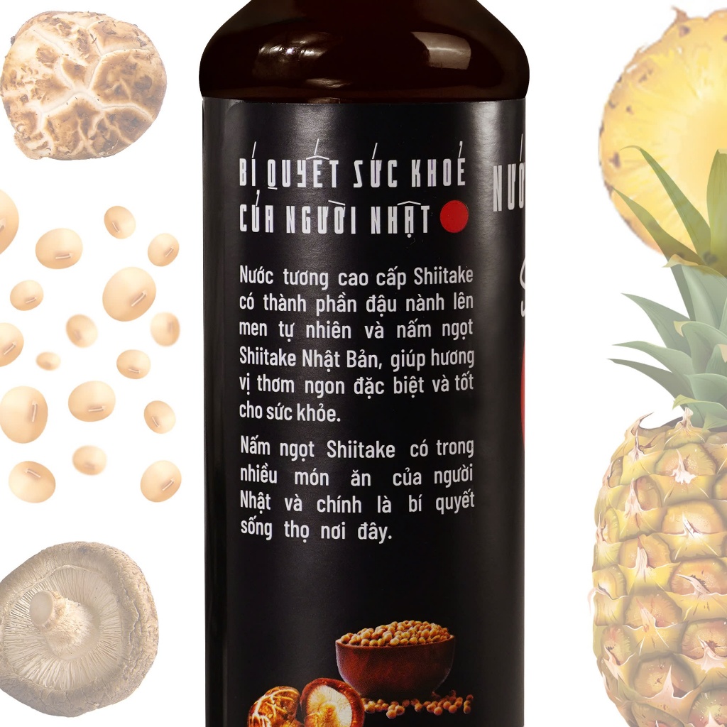 Ảnh Nước tương cao cấp Shiitake lên men tự nhiên từ đậu nành và nấm ngọt Shiitake, chai nhựa Làng Chài Xưa 3