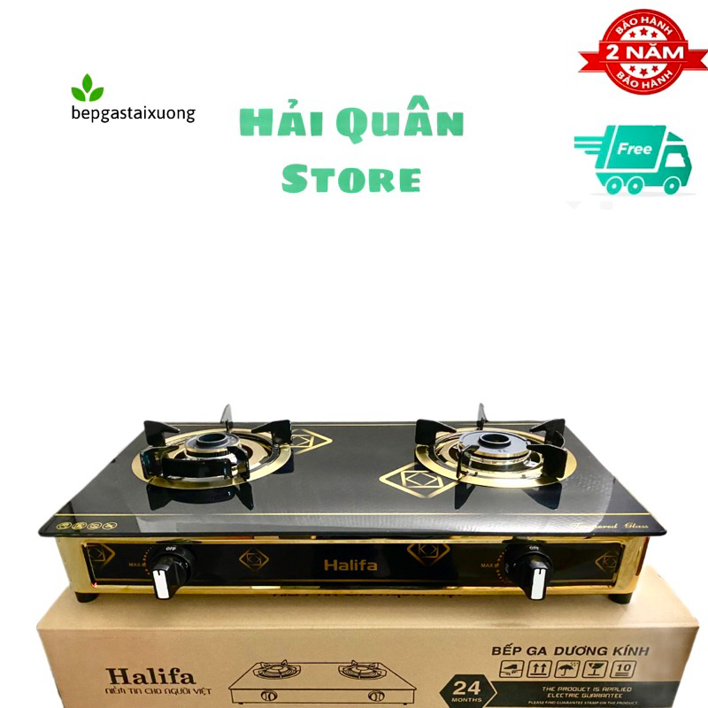 Bếp gas đôi Việt Nhật - Bếp gas đôi mặt kính, inox mạ vàng
