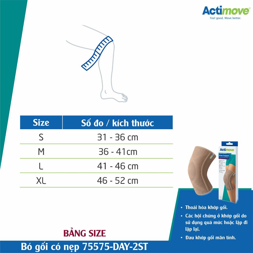 Ảnh Bó Gối Dạng Ống Có Nẹp Đàn Hồi Actimove, Màu Da [75575-DAY-2ST]. Nhập Khẩu Châu Âu (1 Cái) 2