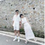 Set Đồ Đôi Couple Nam Nữ Trắng Sơ Mi + Áo Ren + Chân Váy Dài