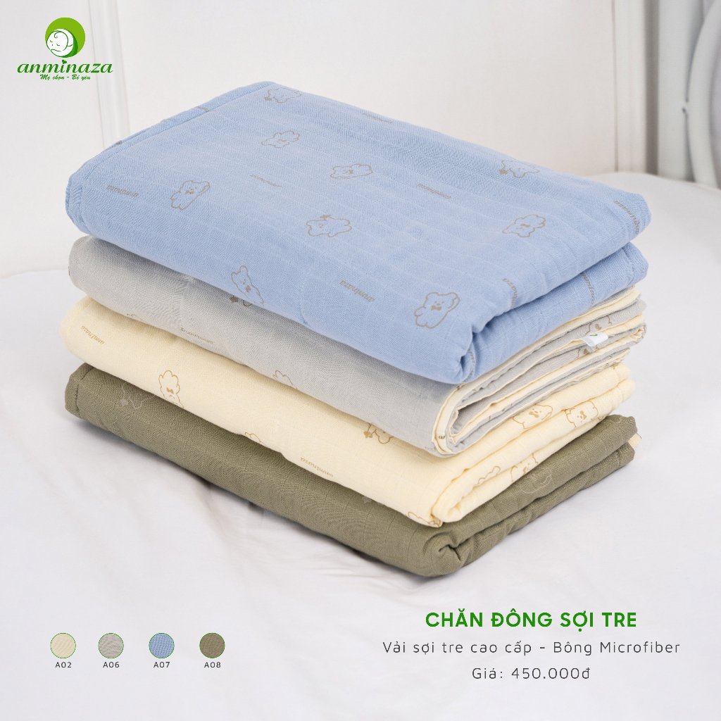 Chăn Bông Cho Bé Anminaza Vải Sợi Tre Lành Tính,Bông Microfiber Mềm Mại (100x120cm) - Hàng Chính Hãng APK0029
