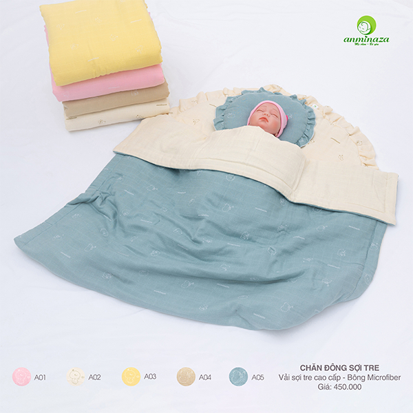 Chăn Bông Cho Bé Anminaza Vải Sợi Tre Lành Tính,Bông Microfiber Mềm Mại (100x120cm) - Hàng Chính Hãng APK0029