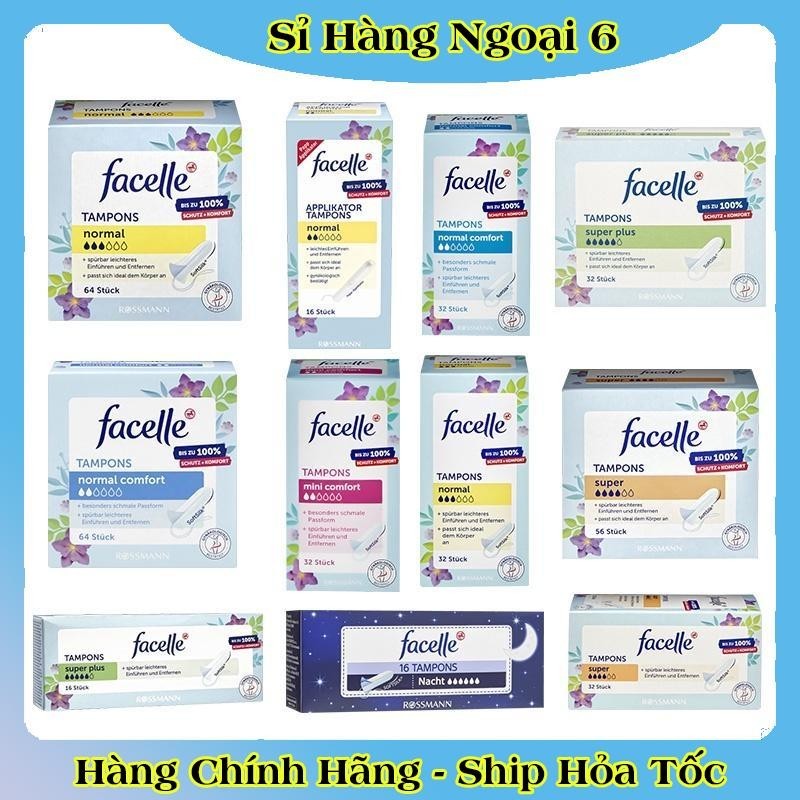 [CÓ CHE TÊN] Băng vệ sinh Tampon Facelle đầy đủ size chuẩn Đức - Hàng mới về