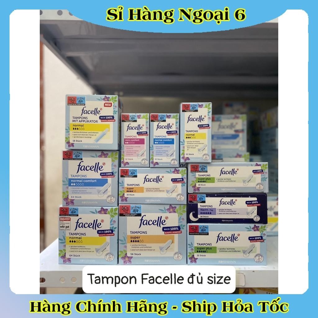 [CÓ CHE TÊN] Băng vệ sinh Tampon Facelle đầy đủ size chuẩn Đức - Hàng mới về