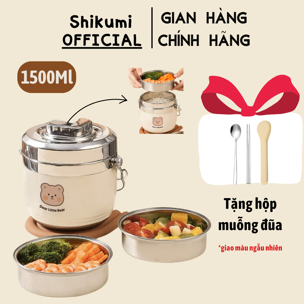 Hộp đựng cơm giữ nhiệt 1500ml Shikumi Cặp lồng inox đựng cơm giữ nhiệt ...