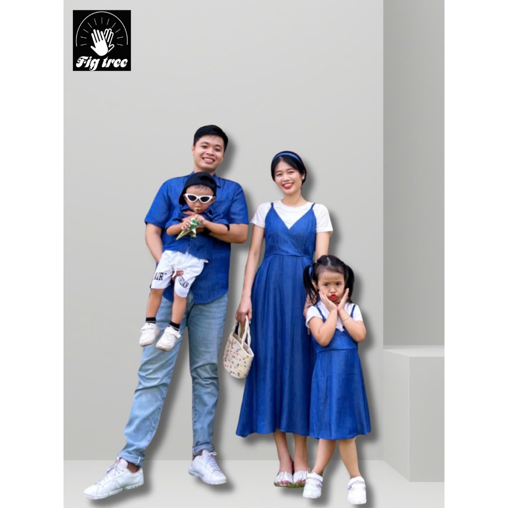 Đồng Phục Gia Đình Fig Tree Denim Xanh Blue, Mẫu Mới Cho Gia Đình Đi Tiệc Đi Chơi Siêu Sang, MS 184
