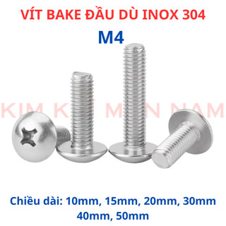 Ốc Bake đầu dù Inox 304 M4 dài 10mm - 50mm (10 con & 20 con)
