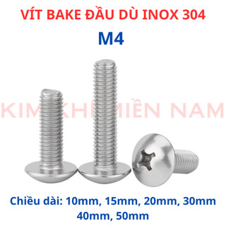 Ốc Bake đầu dù Inox 304 M4 dài 10mm - 50mm (10 con & 20 con)