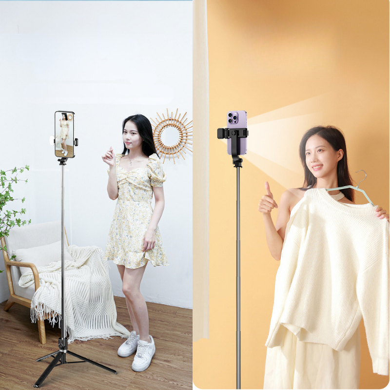 Gậy chụp ảnh Selfie 3 chân 1M75 điều khiển từ xa có phân loại đèn trợ sáng Tripod chụp ảnh - quay - livestream