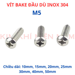 Bulong vít 4 cạnh đầu dù inox 304 M5. Ốc bake đầu dù dài từ 10mm - 50mm