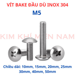 Bulong vít 4 cạnh đầu dù inox 304 M5. Ốc bake đầu dù dài từ 10mm - 50mm