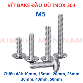Bulong vít 4 cạnh đầu dù inox 304 M5. Ốc bake đầu dù dài từ 10mm - 50mm
