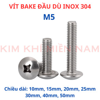 Bulong vít 4 cạnh đầu dù inox 304 M5. Ốc bake đầu dù dài từ 10mm - 50mm