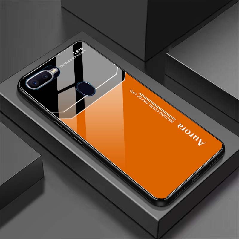Ốp Lưng OPPO F9, A12, A5S, A7 Mặt Lưng Kính Cường Lực Sáng Bóng