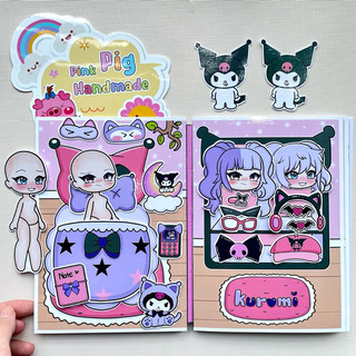 Đồ chơi bóc dán ngôi nhà Kuromi X Gacha - Búp bê giấy