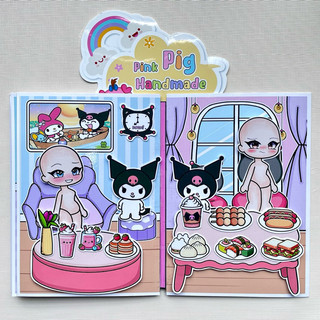 Đồ chơi bóc dán ngôi nhà Kuromi X Gacha - Búp bê giấy