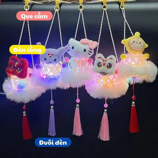 (Sỉ từ 10c) Lồng Đèn Trung Thu hot trend 2024 Đèn Lồng Giỏ mây tre đan Hình Thú Có Đèn Led,  lồng đèn rọ nhựa labubu