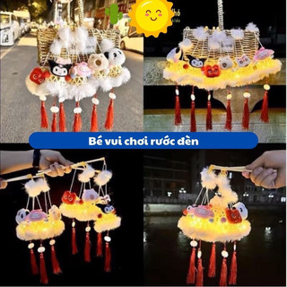 (Sỉ từ 10c) Lồng Đèn Trung Thu hot trend 2024 Đèn Lồng Giỏ mây tre đan Hình Thú Có Đèn Led,  lồng đèn rọ nhựa labubu