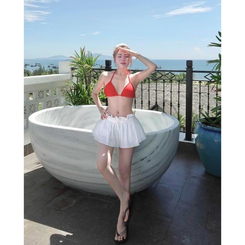 Đồ Bơi Thời trang 3 món áo bra có mút kèm áo khoác ren  BiKiNi chuẩn hình chân váy có quần trong HAN.T Shop HT009