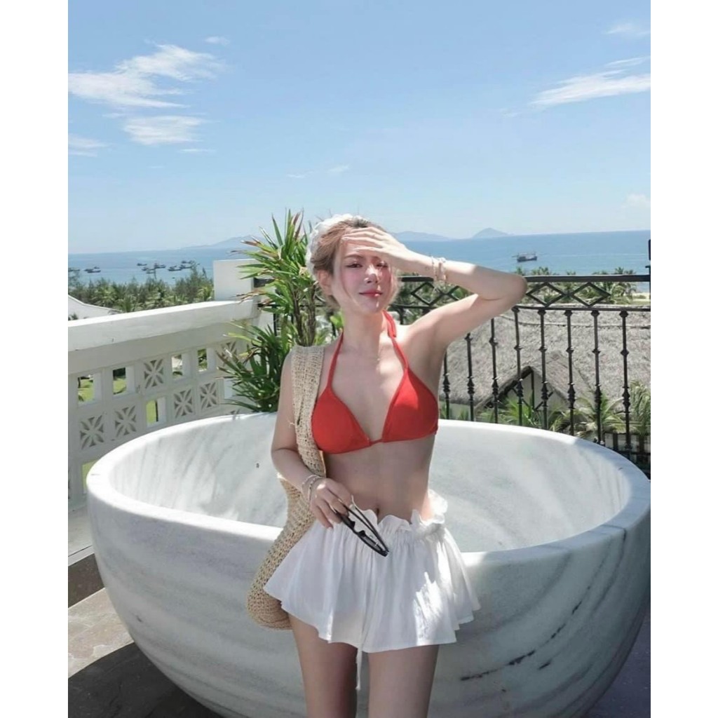 Đồ Bơi Thời trang 3 món áo bra có mút kèm áo khoác ren  BiKiNi chuẩn hình chân váy có quần trong HAN.T Shop HT009
