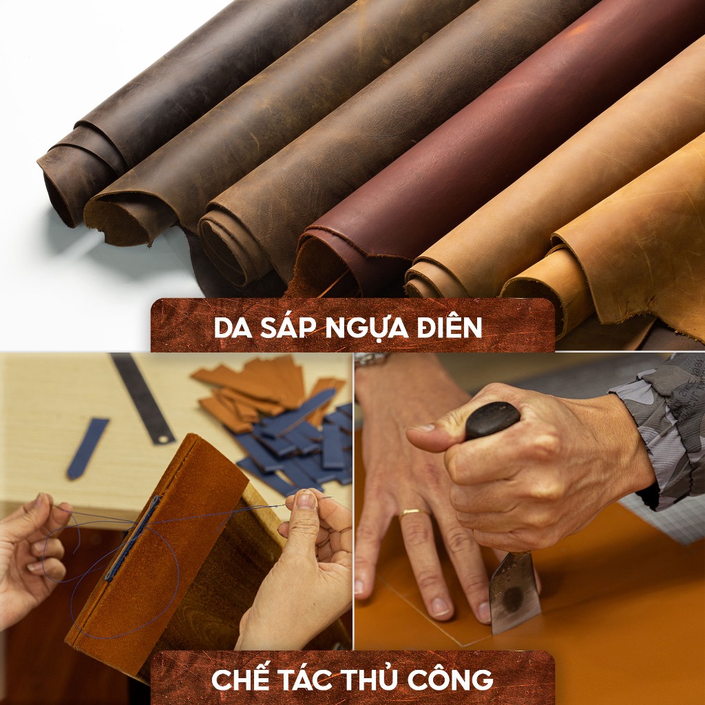 Ảnh Dây đồng hồ nam da sáp ngựa điên- khâu tay thủ công D111 size 18mm, 20mm, 22mm, 24mm-Bụi Leather 4