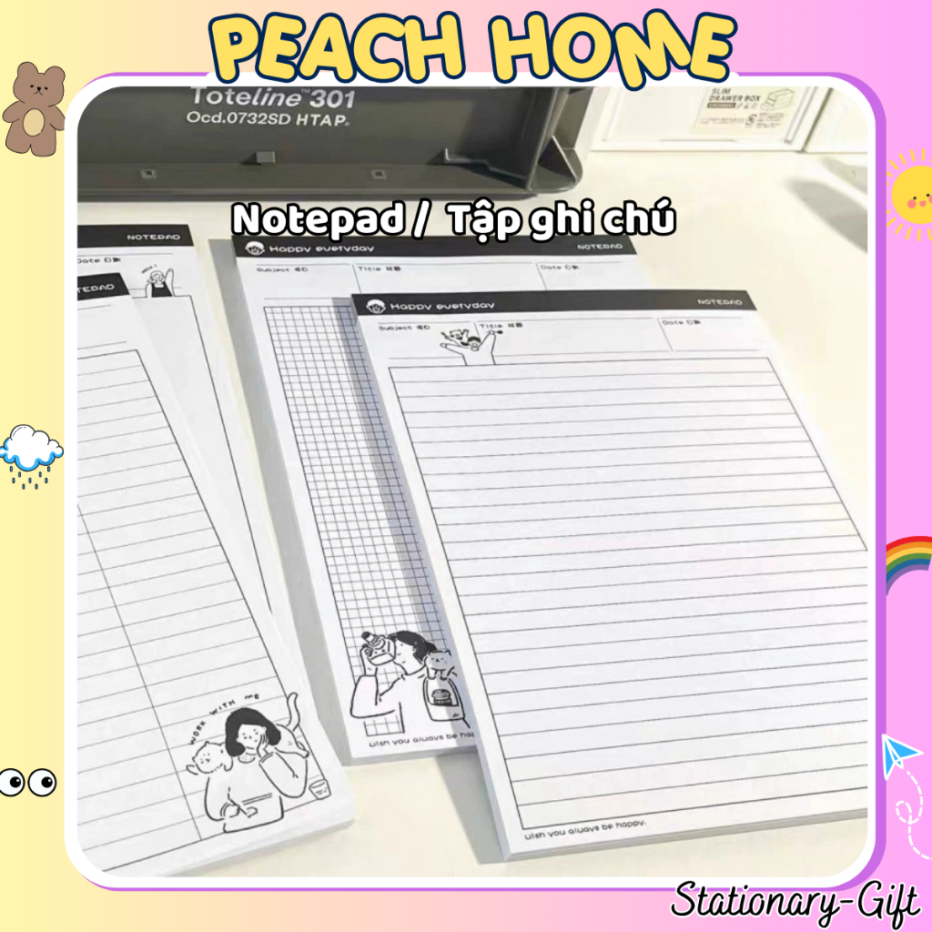 Tập Giấy Ghi Chú Notepad Size B5 100 Trang Kẻ Ngang/Caro/Plan Có Thể ...