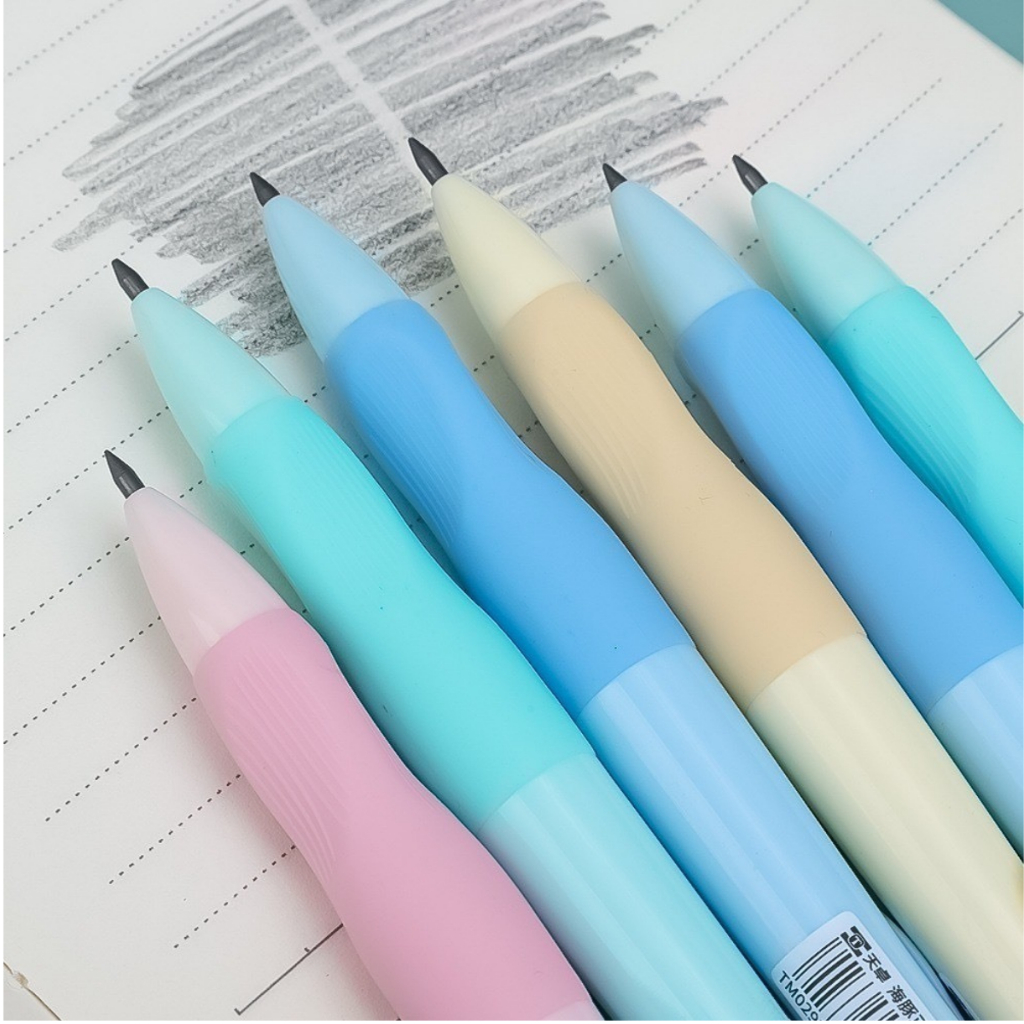 [Mua bút tặng gôm] Bút Chì Cá Heo Tập Viết Bấm 2B Ngòi 2.0mm Đồng Hành Cùng Bé giúp bé cầm bút đúng tư thế, viết lâu khô