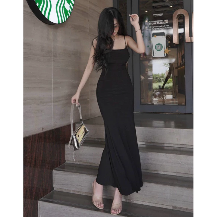 Đầm Body 2S Hở Lưng, Váy Body Dáng Dài Đuôi Cá Thiết Kế Dự Tiệc Chất Thun Xịn 2 Lớp Đầm Sexy Đủ 3 Size SML - THEPOSE