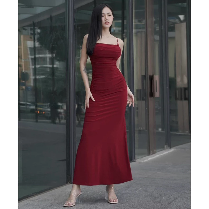 Đầm Body 2S Hở Lưng, Váy Body Dáng Dài Đuôi Cá Thiết Kế Dự Tiệc Chất Thun Xịn 2 Lớp Đầm Sexy Đủ 3 Size SML - THEPOSE