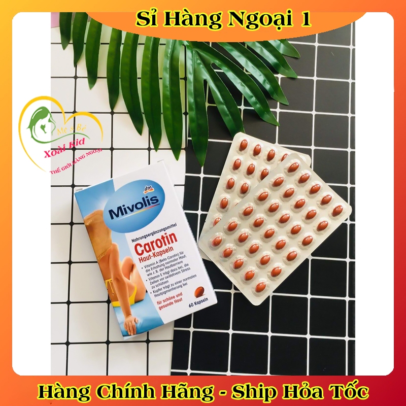 Viên Uống Chống Nắng Mivolis Carotin Hộp 60 Viên -Nội địa Đức Đủ Bill