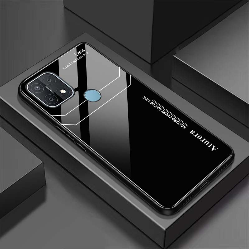 Ốp Lưng OPPO A15, A15S Mặt Lưng Kính Cường Lực Sáng Bóng