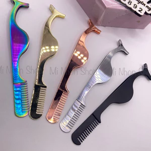 Nhíp bầu 2 đầu gắn lông mi giả sắc màu siêu đẹp thép không gỉ