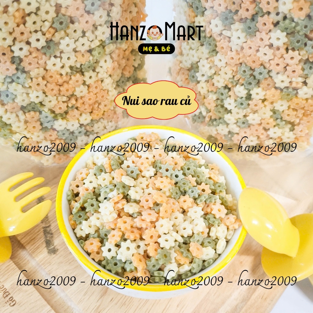 Nui hữu cơ cho bé ăn dặm sao rau củ / Nui ống rau củ hữu cơ 200gr - hanzomart