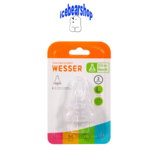 Núm Wesser Cổ Hẹp Vỉ 2 cái Siêu Mềm, Núm Ti Siêu Mềm SIlicone Cổ Hẹp Thay Bình Công Nghệ Hàn Quôc