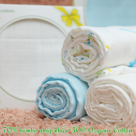 Khăn Tắm Cho Bé Sơ Sinh 120x120cm Anminaza Vải Sợi Tre Cao Cấp Gồm 2 Lớp Kháng Khuẩn-Khử Mùi-Siêu Thấm Hút