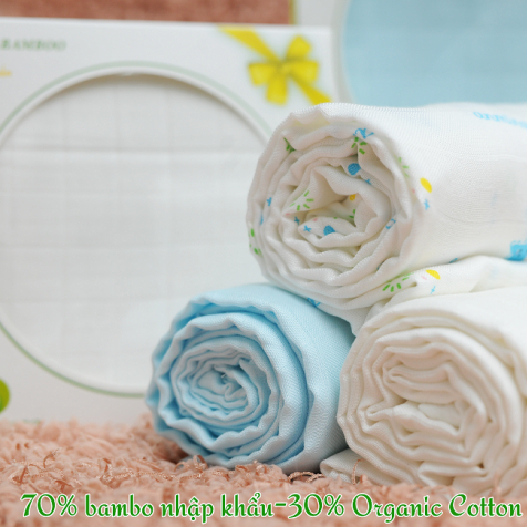 Hộp 5 Khăn Sữa Cho Bé 30x30cm Anminaza Vải Sợi Tre 2 Lớp Kháng Khuẩn-Mềm Mịn-Thấm Hút Tốt