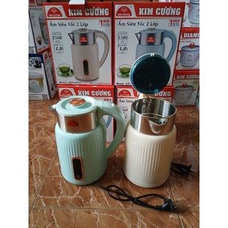 ẤM ĐUN SIÊU TỐC 2 LÓP KIM CƯƠNG 1.8L ( Bảo hành 12 tháng)