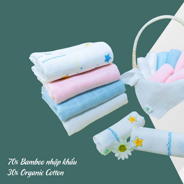 Khăn Tắm Cho Bé Sơ Sinh 92x92cm Anminaza Vải Sợi Tre Cao Cấp Gồm 3 Lớp Kháng Khuẩn-Khử Mùi-Thấm Hút Tốt